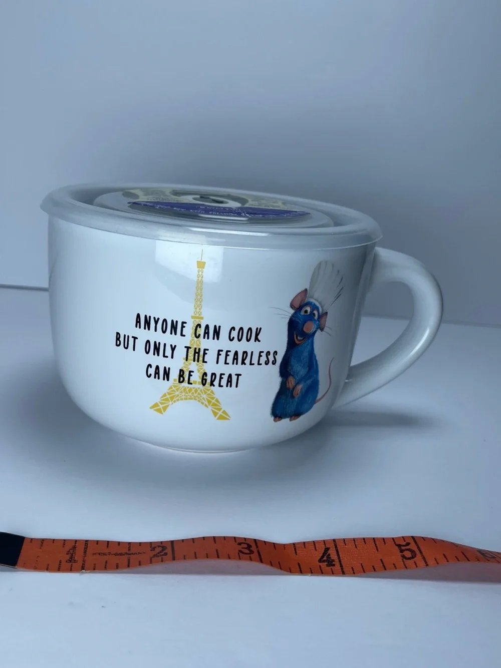 Disney Pixar Ratatouille Ceramic Soup Mug 24 oz w/ Pressure Release Lid